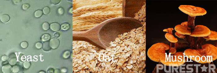 The difference between yeast glucan and oat glucan
