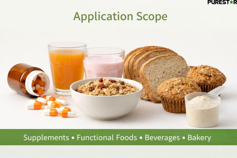 Yeast beta glucan application in food including bakery dairy confectionery beverages and functional nutrition products